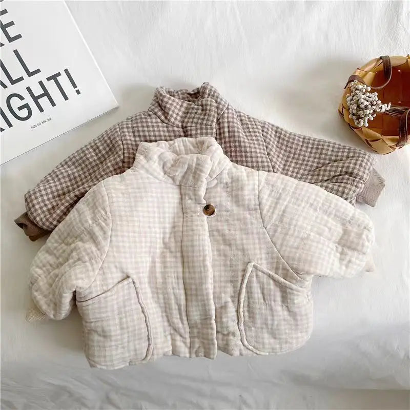 Girls Plaid Winter Parka – Fleece Lined Warm Coat