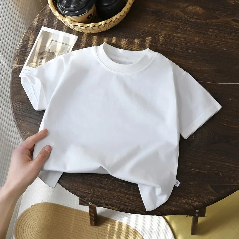 Kids Cotton Short Sleeve T-Shirt – Classic Colors (White, Red, Black)