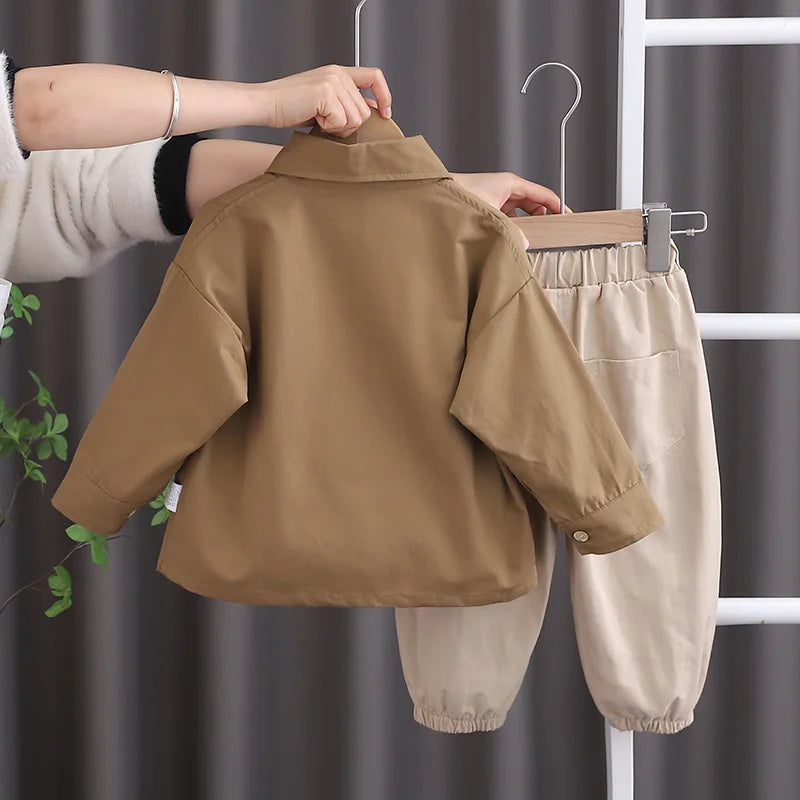 3-Piece Baby Boy Outfit Set – Long Sleeve Top, T-Shirt & Pants