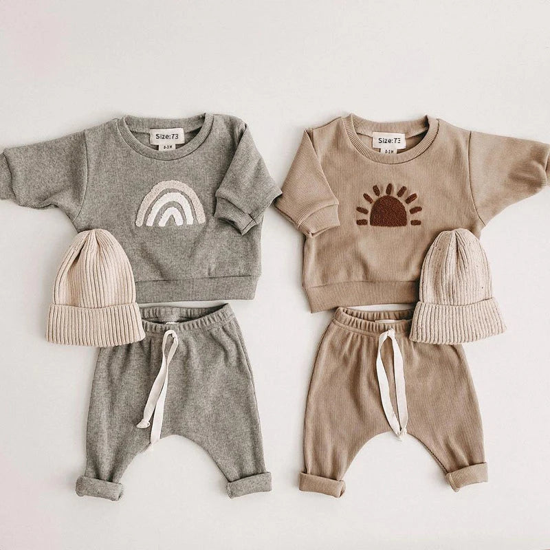 Rainbow Cozy 2-Piece Cotton Set (Sweatshirt + Pants)