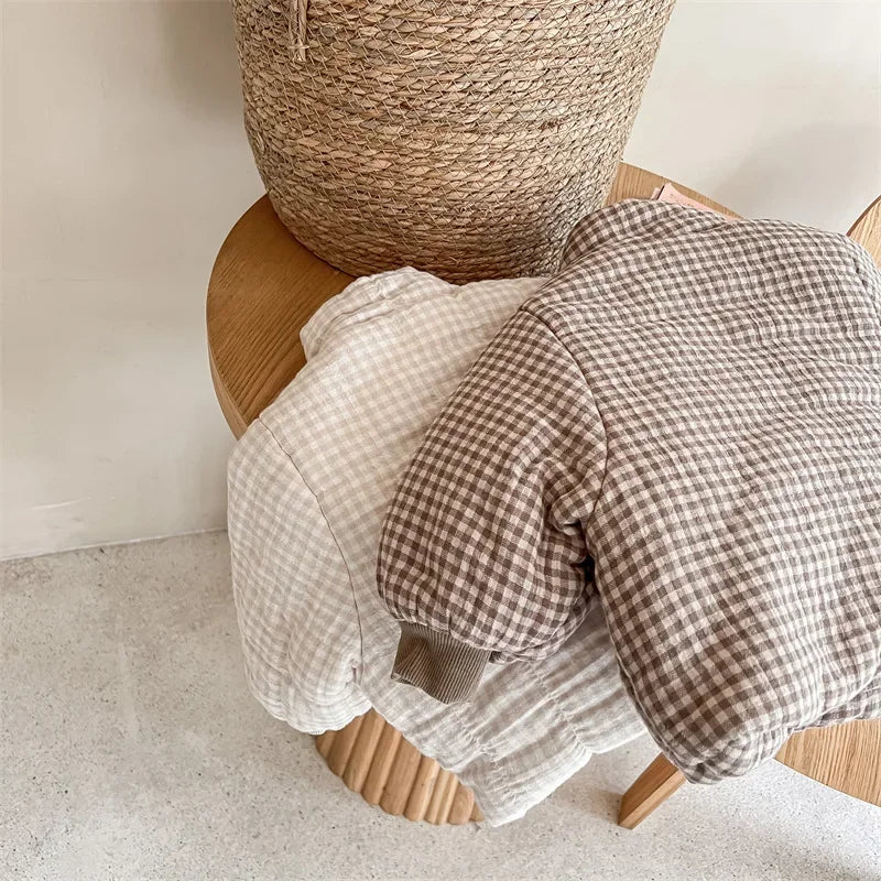 Girls Plaid Winter Parka – Fleece Lined Warm Coat