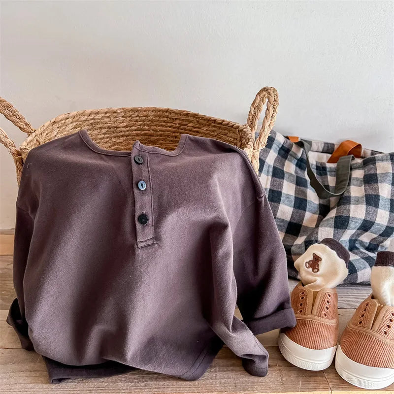 Kids Letter Print Cotton T-Shirt – Long Sleeve Casual Top