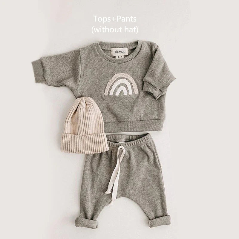 Rainbow Cozy 2-Piece Cotton Set (Sweatshirt + Pants)
