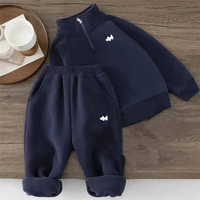 Kids Thermal Fleece Set – Warm Sweatshirt & Pants (2-Piece)