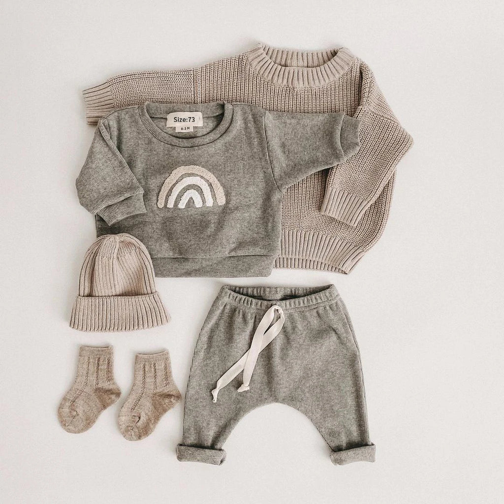 Rainbow Cozy 2-Piece Cotton Set (Sweatshirt + Pants)