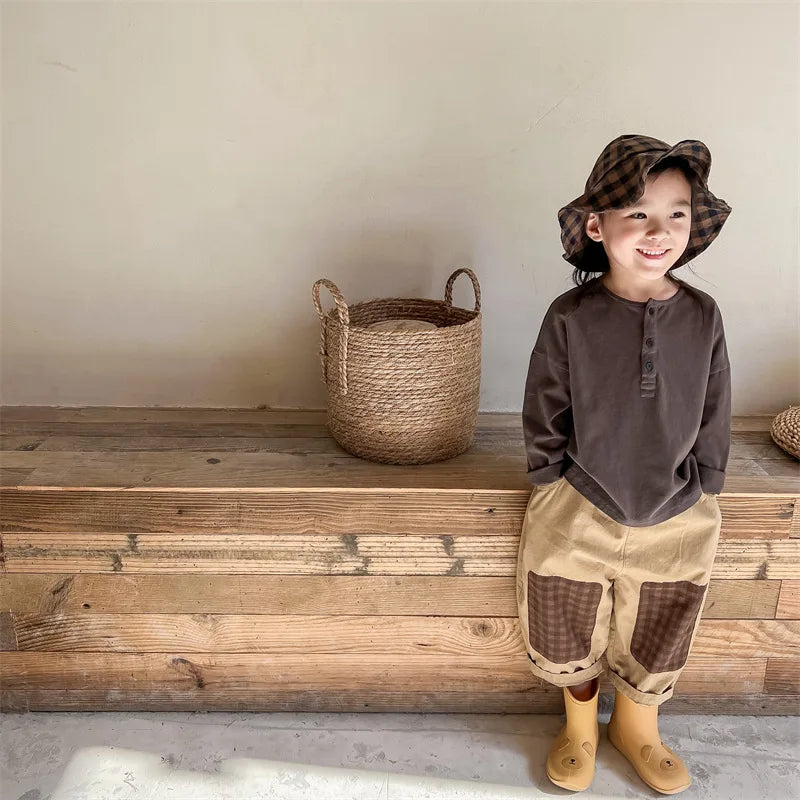 Kids Letter Print Cotton T-Shirt – Long Sleeve Casual Top