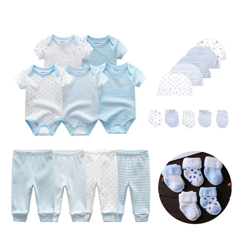 24-Piece Newborn Essentials Set – Cotton Clothing, Hats & Socks